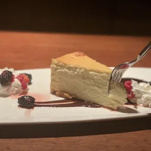 Complimentary cheesecake for a special celebration