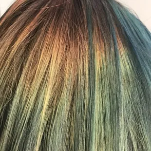 A picture of her hair that should be blue