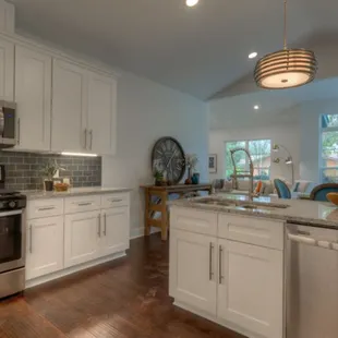 a kitchen with stainless steel appliances