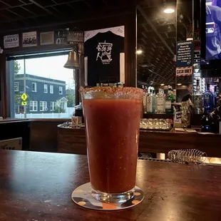 a bloody drink on the bar