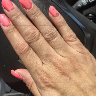 Worst place ever! They work in the dark and when you tell them you don't like your nails they get mad and don't want to fix them!!