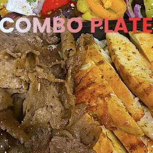 Grilled chicken &amp; Gyro meat combo plate