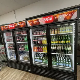 a display of soft drinks