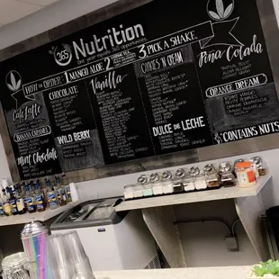 a menu on the wall of a restaurant