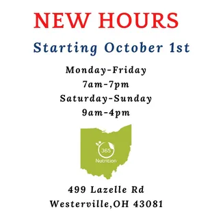 These are our hours starting October 2020