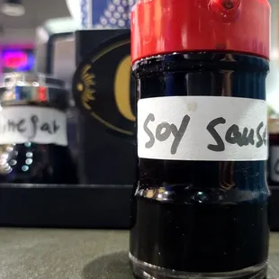 On the table,  there were bottles of chili pil, black vinegar and soy sauce. Legit.