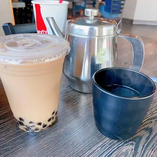 Milk Tea with boba &amp; green tea