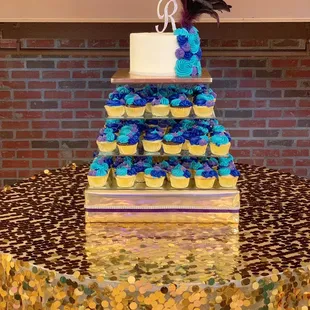 Peacock Themed Wedding Cake Ensemble