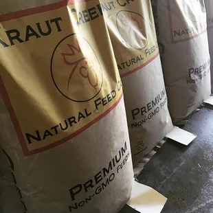 We are a distributor for Kraut Creek Natural Feeds. This is a premium non-gmo feed produced locally. This is the feed we use on our farm.