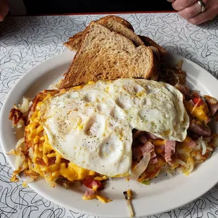 Huge skillets. Enough to share.