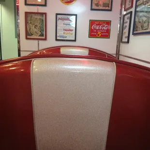 The seating area is super comfy and retro!