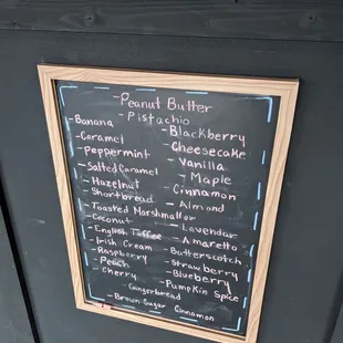 a menu on a blackboard
