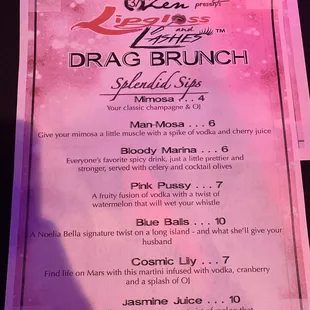 Drink menu