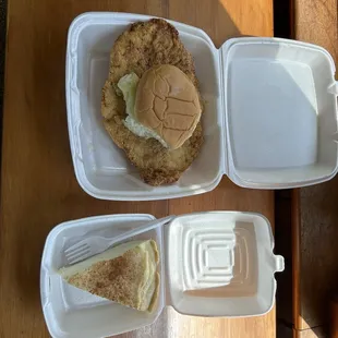 Regular(not even the jumbo) breaded tenderloin and homemade sugar cream pie! Melt in your mouth tender meat and delish pie.