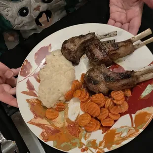 Carrots- surprise- potato and lamb chops (which again were definitely tasty)