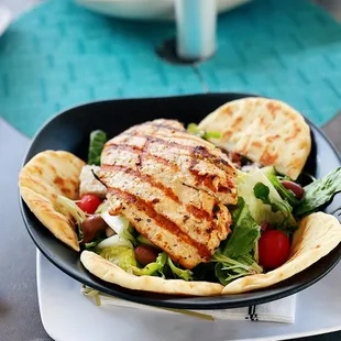 Hummus salad with grilled chicken added -- highly recommend!