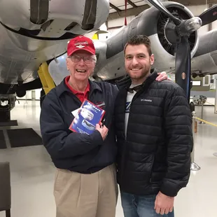 My son with a pilot of 390. Fabulous talk. Wonderful museum.
