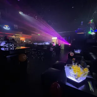 a bar with neon lights