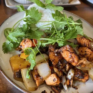 Shaking Salmon Cubes