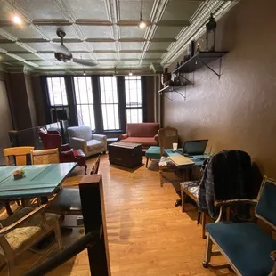Their awesome upstairs.  Very comfortable to work in.  Wi-Fi is awesome too.