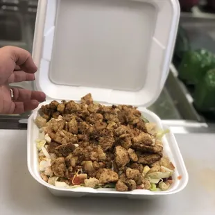 Delicious chicken and shrimp salad