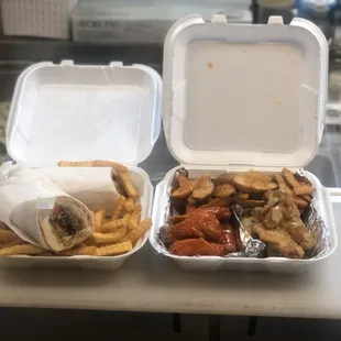 Philly steak combo buffalo wing and garlic permesean combo