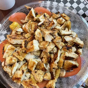 Grilled chicken salad. Really good! There is something on the menu for the whole family.