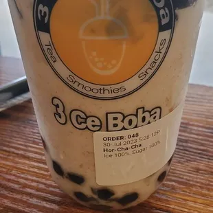One of the best boba drink ever tasted real delicious horchata flavor boba.
