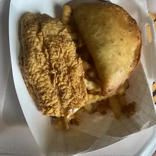 Fish, Pastelillo and Fries