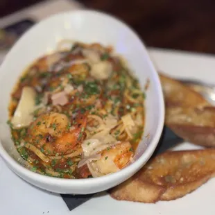 Angry shrimp linguine