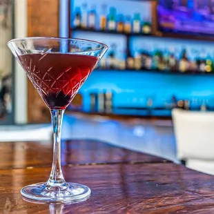 a martini on a bar