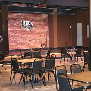 empty tables and chairs