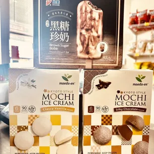 two boxes of mochi ice cream