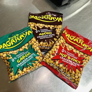 three bags of peanuts