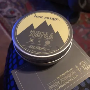 Now selling Hemp CBD muscle and joint rub from Lost Range
