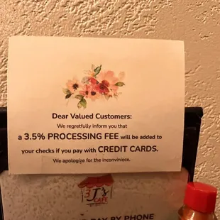 Credit card fee