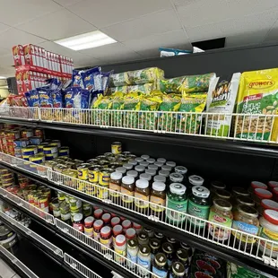 shelves of food and condiments