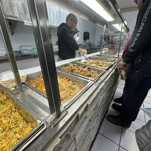 a man serving food