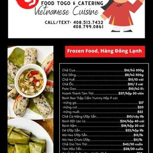 They even have frozen menus for anyone not wanting to eat something hot right away