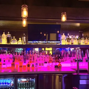 Bar area with TV greeting