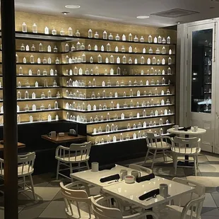 empty tables and chairs