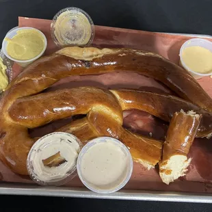 Pretzel and (3) sauces