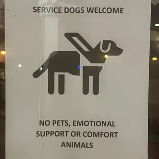 Sign service dogs welcome