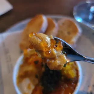 Look at that Uni with the trout roe and citrus flavored tobiko and beluga caviar!