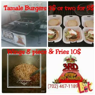 a picture of a variety of hot tamales burgers