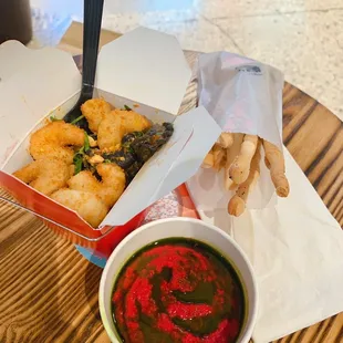 Strega Beet Hummus &amp; Breadsticks &amp; Popcorn Shrimp Black Pasta