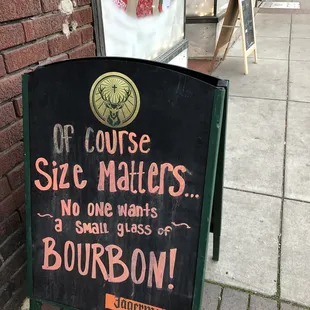 a sign that says of course size matters no one wants a salt glass of bourbon