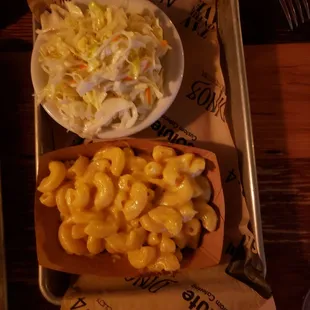 2 sides... Coleslaw &amp; mac &apos;n cheese
