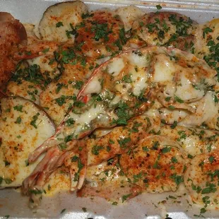 Lobster and shrimp with creamy lemon garlic sauce