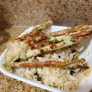 It&apos;s so much food I had to eat the crab, rice, potatoes,  sausage for lunch the next day. So much tender meat in the crab!